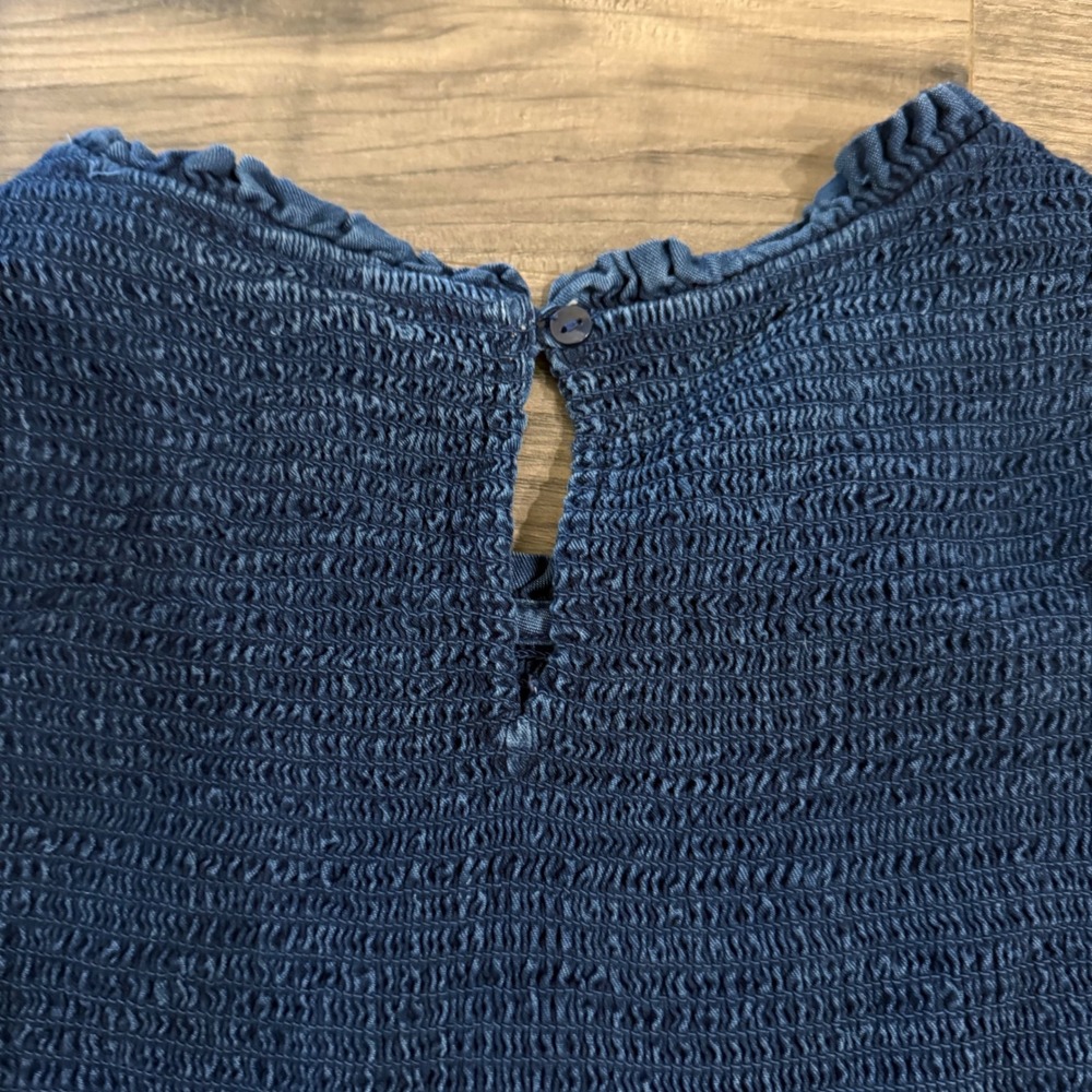 Old Navy Womens Medium Blue Smocked Long Sleeve Tiered Lyocell Midi Dress - Picture 11 of 11